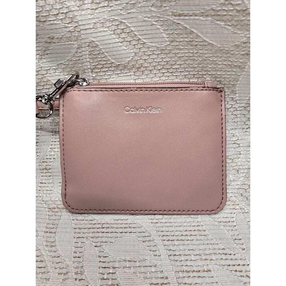 Calvin Klein Leather Wristlet Pouch with Strap